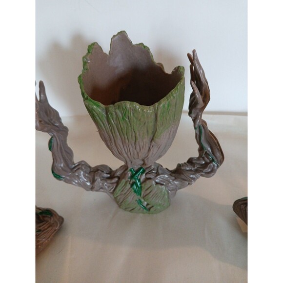 (3)Groot Marvel Guardian Of The Galaxy Baby GROOT FLOWER POT PLANTERS Green-Gray - Picture 9 of 16